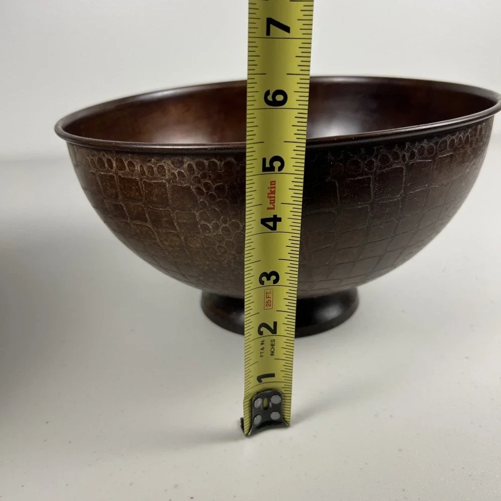 VTG Set of Two Dark Brown Textured Metal Bowls Home‎ Decor / Made In India